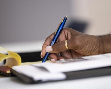 woman's hand writing